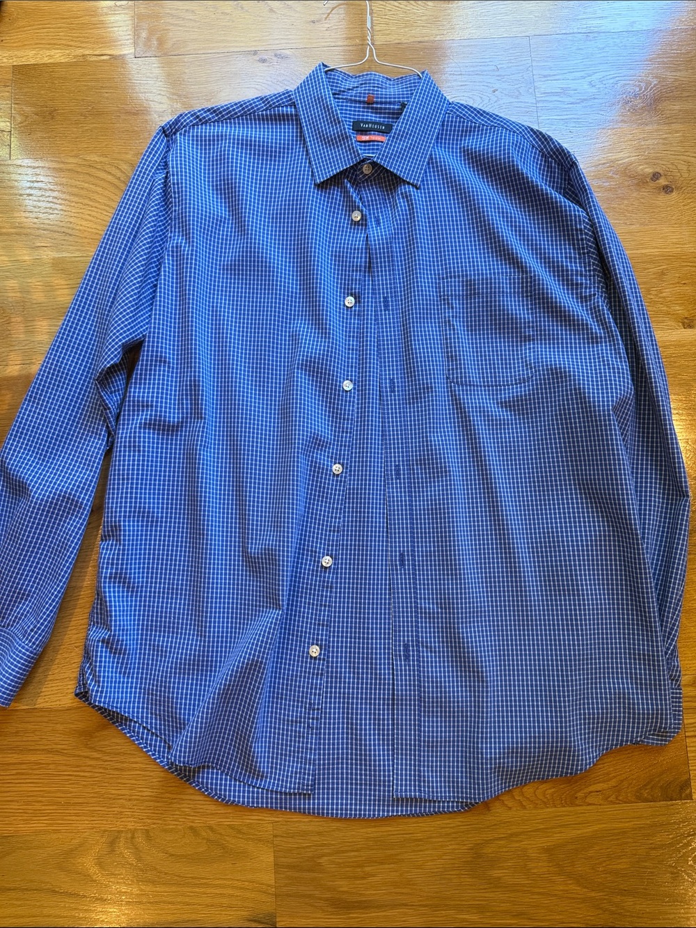 Van Heusen Blue Check Long-Sleeve Dress Shirt large